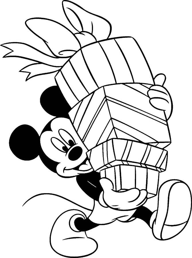 Donald With Christmas Presents Coloring Page - Disney Coloring 