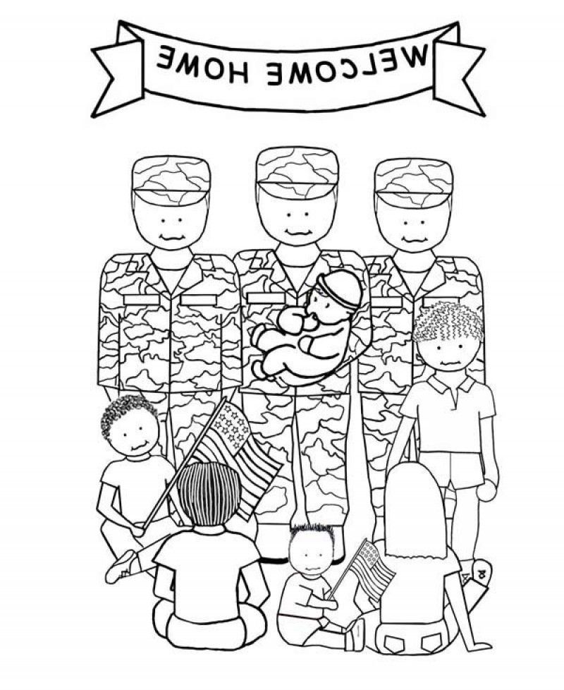 Welcome Home Soldiers Veterans Day Coloring Page - Kids Colouring 