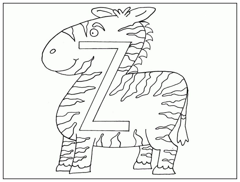 Z Is For Small Zebra Coloring For Kids - Kids Colouring Pages