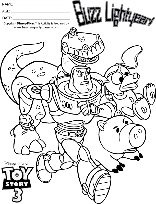 Toy Story 3 Coloring Pages: Buzz Lightyear and Company to the Rescue!