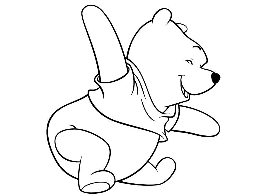 Cute Pooh Bear Rolling On Floor Laughing Coloring Page | Free 