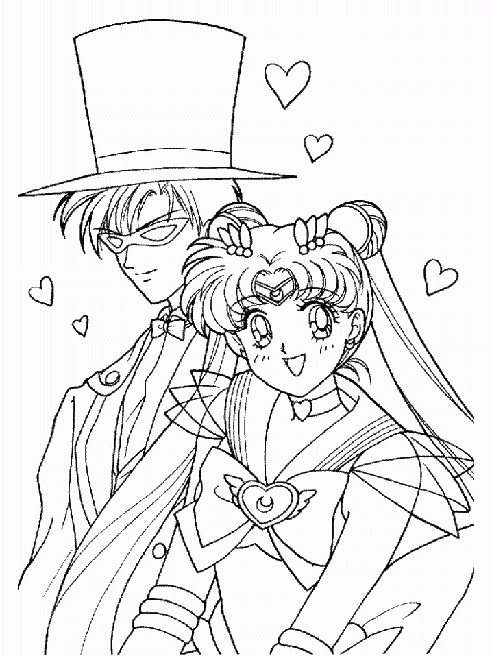 Super Sailor Moon and Tuxedo Mask Coloring 