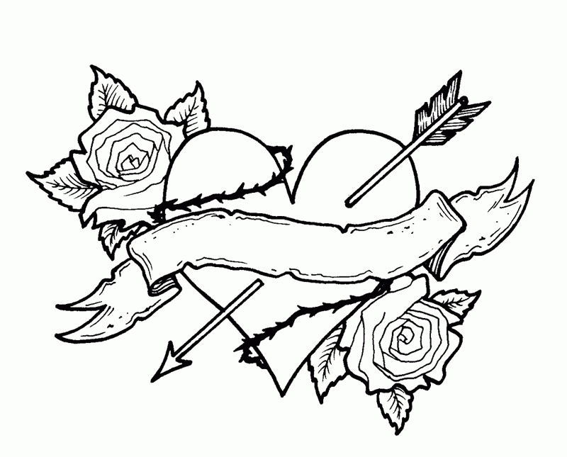 Coloring Pages Of Roses And Hearts Coloring Home