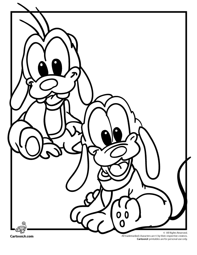 Printable Goofy And Pluto Disney Babies Coloring Pages