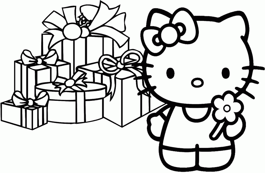 Christmas Coloring Pages : Hello kitty Merry Christmas Coloring 