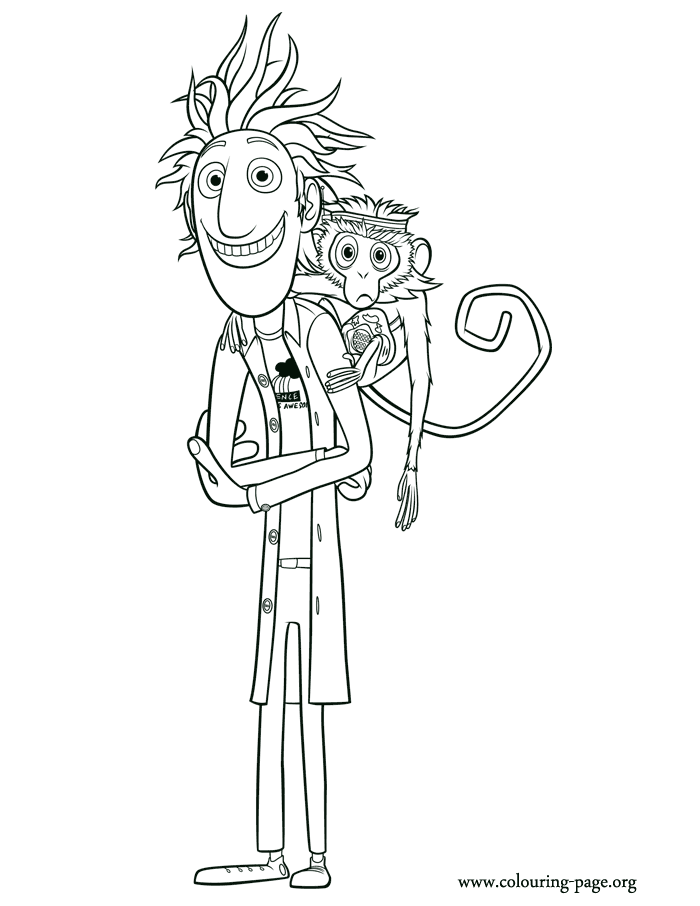 Chance of Meatballs - Flint Lockwood and Steve coloring page
