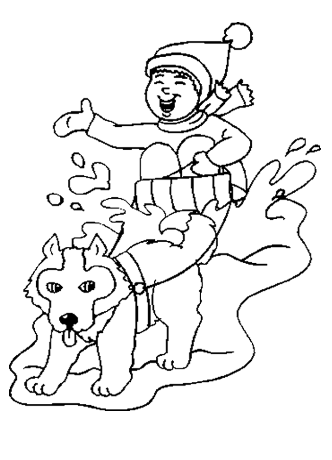 Coloring Pages Sledding Toboggan Kids Template Christmas Clipart Line ...