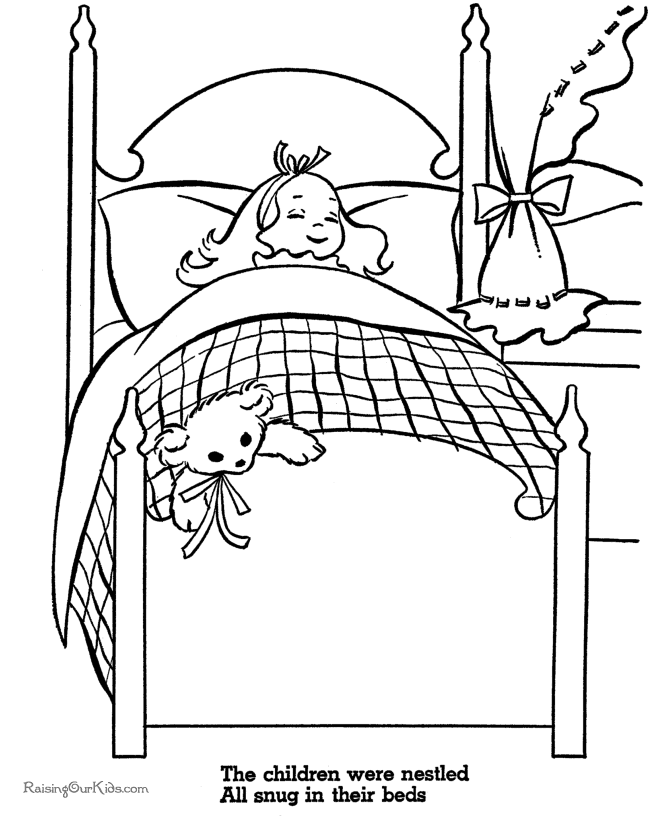 Christmas Coloring Page Printables - Off to bed!