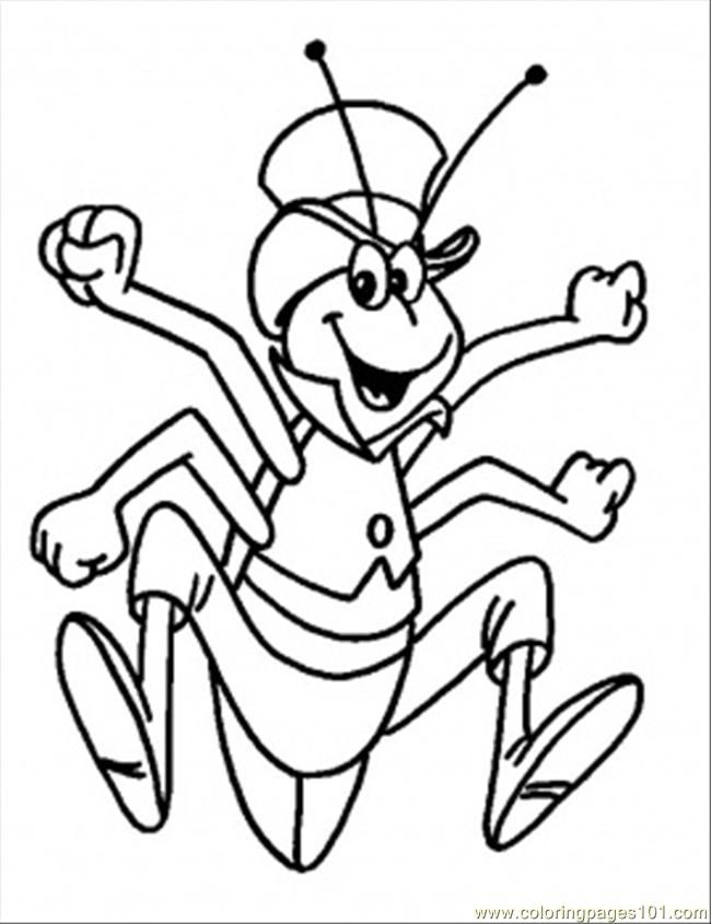 Coloring Pages Happy Grasshopper (Cartoons > Others) - free 