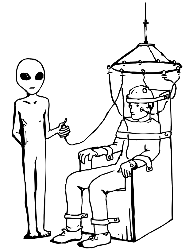Alien Coloring Page | An Alien Experimenting on a Man