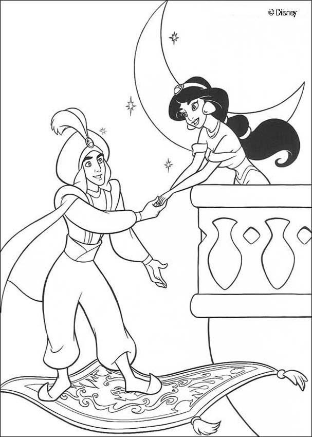 Aladdin coloring pages - Jasmine and prince Ali