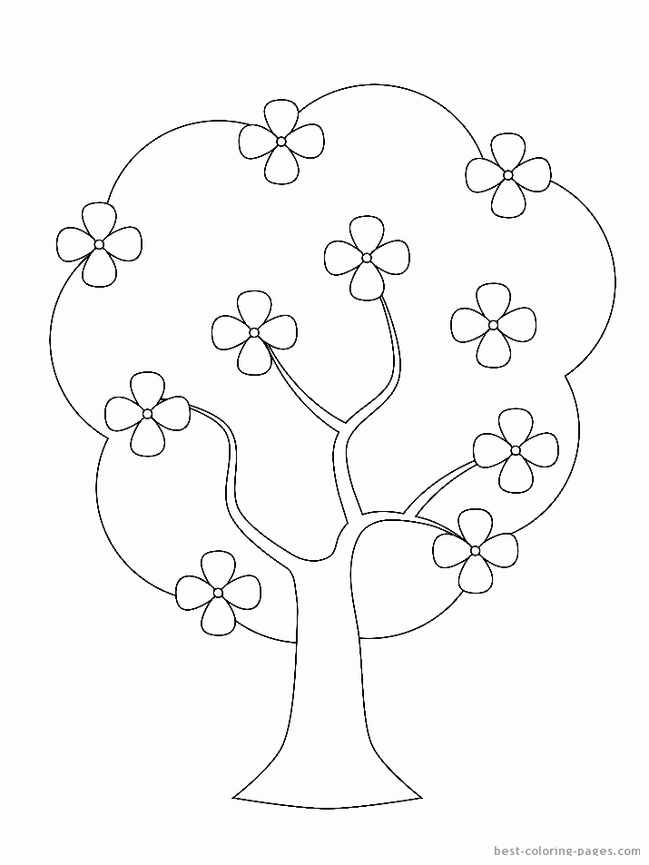 Flowering trees coloring pages | Best Coloring Pages - Free 