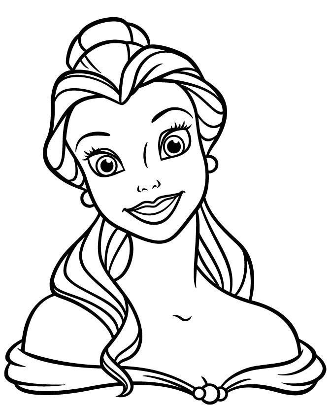 Face Of Princess Belle Coloring Pages | Artwork for Bella's room | Pi…