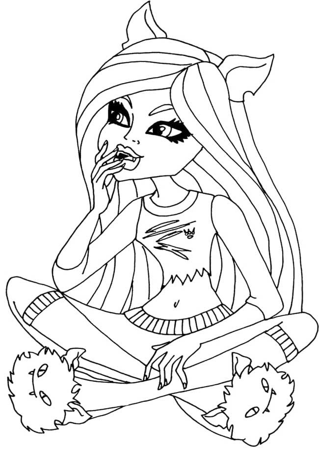 Printable Clawdeen Wolf Enjoy Coloring Page - Monster High 