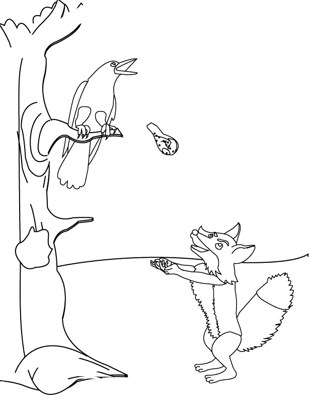 Coloring Pages - The Fox and the Crow