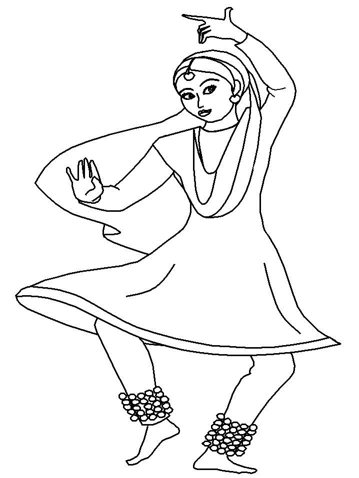 Printable India Kathak Countries Coloring Pages - Coloringpagebook.com