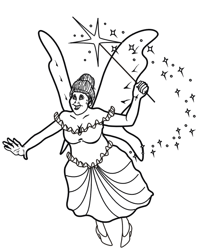 fairy tale coloring page  fairy godmother with wand