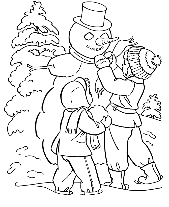 snowman winter winter coloring pages | Inspire Kids