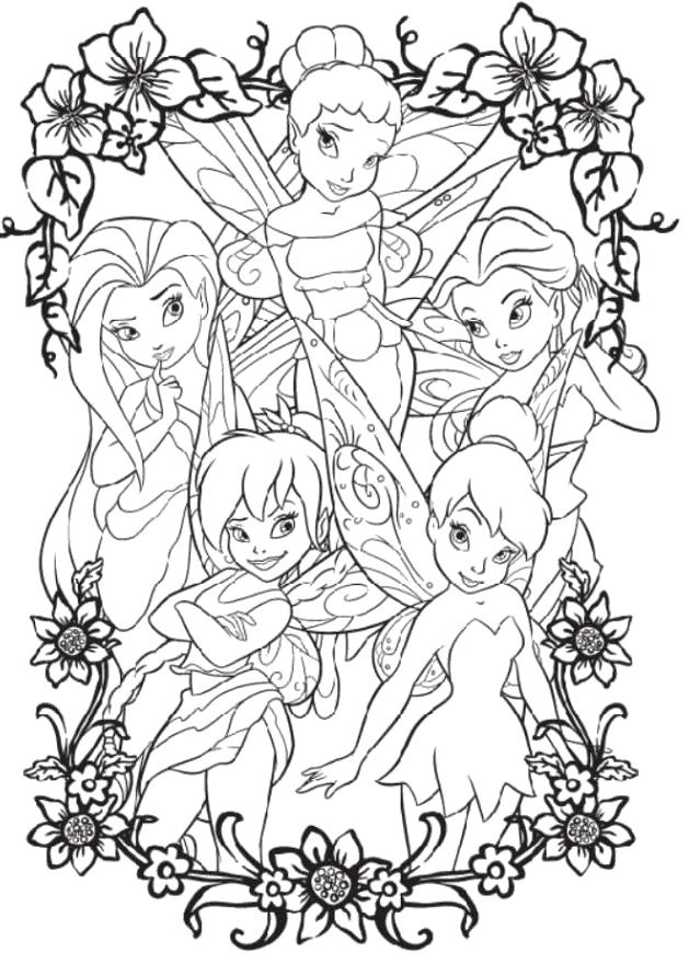 Download Tinkerbell And Four Friends Coloring Page Or Print Tinker 