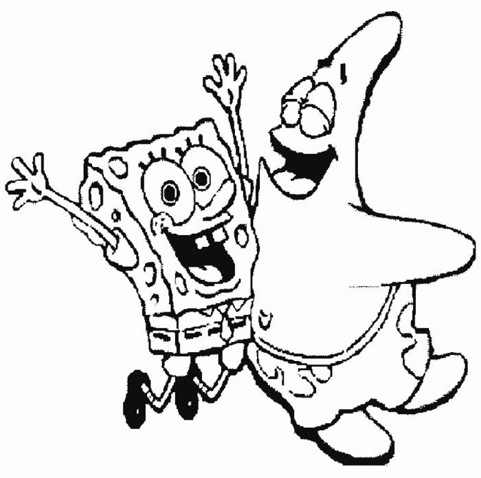 Spongebob And Patrick Happy Coloring Page - Spongebob Cartoon 