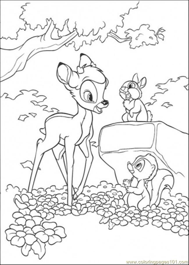 Coloring Pages Bambi Flower And Thumper (Cartoons > Bambi) - free 