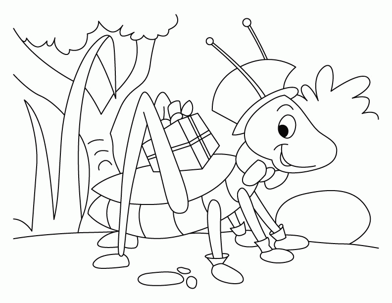 Grasshopper gift courier service coloring pages | Download Free 