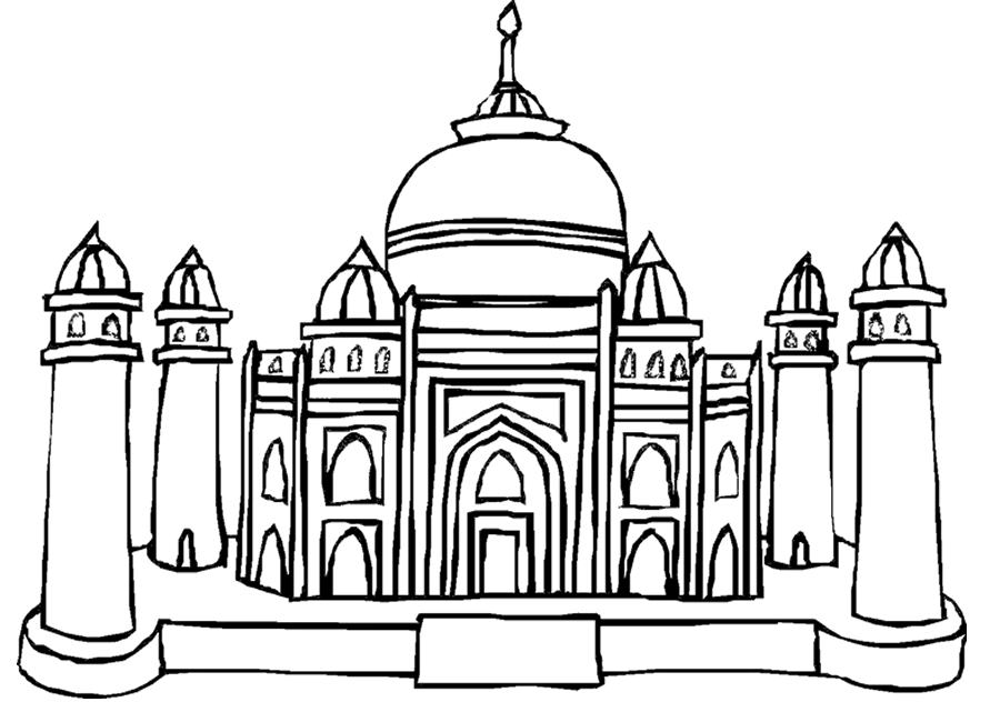 Taj Mahal Coloring Page - Coloring Home
