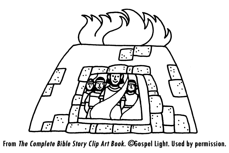 Cartoon The Fiery Furnace Coloring Page for Adult