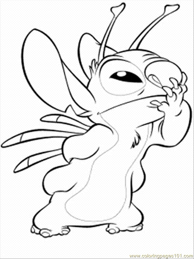 Coloring Pages Stitch Is Thinking (Cartoons > Others) - free 