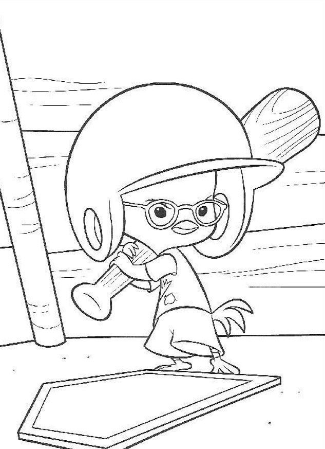 Chicken Little Playing Baseball Coloring Page - Chicken Little 