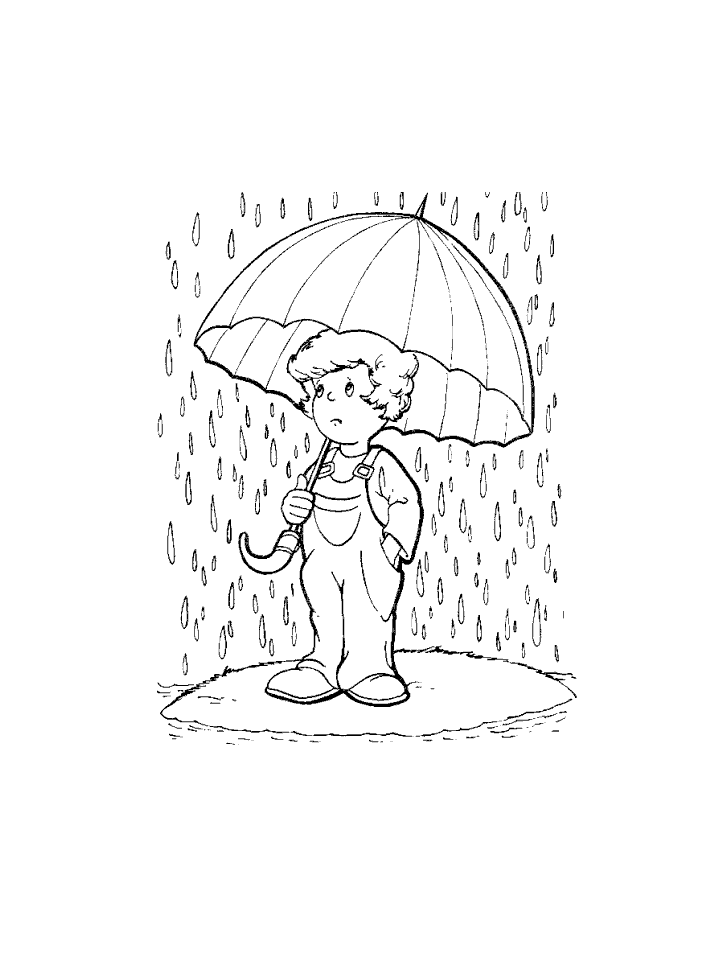 On The Rain With Umbrella Coloring Pages : New Coloring Pages