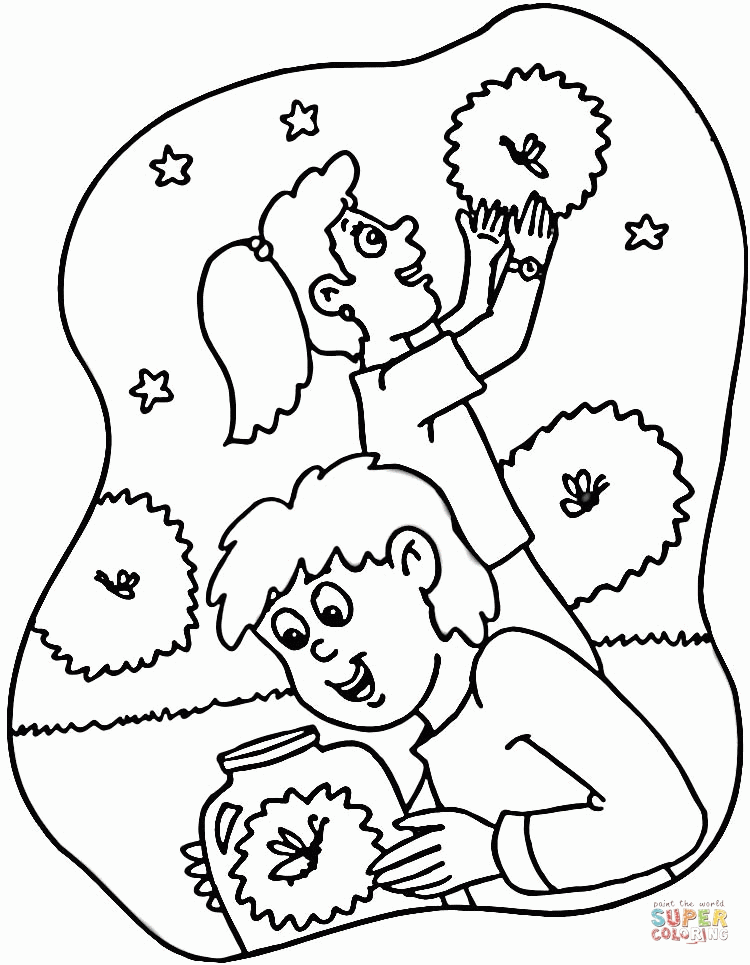 Fireflies coloring page