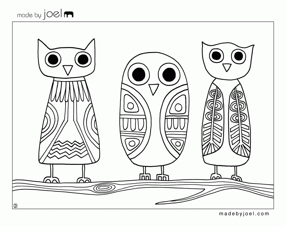 Made by Joel » Owls Coloring Sheet