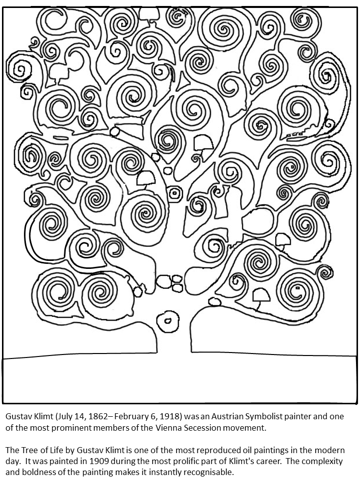 Austria Klimt Tree_of_life Countries Coloring Pages & Coloring Book