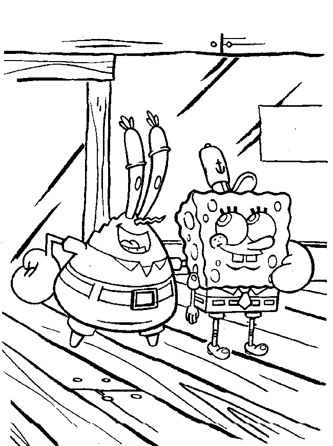 Spongebob and Mr.Krab Coloring Page Free : New Coloring Pages