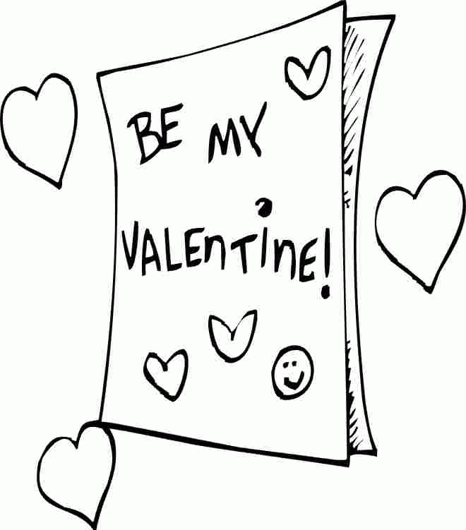Printable Valentine Card Colouring Pages For Kindergarten 10330#