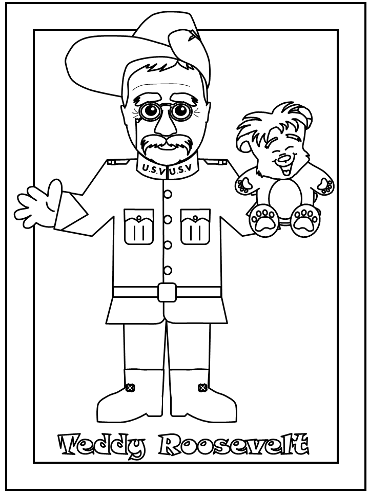 Teddy Roosevelt | Valentine & Other Feb. Holidays Coloring Pages | Pi…