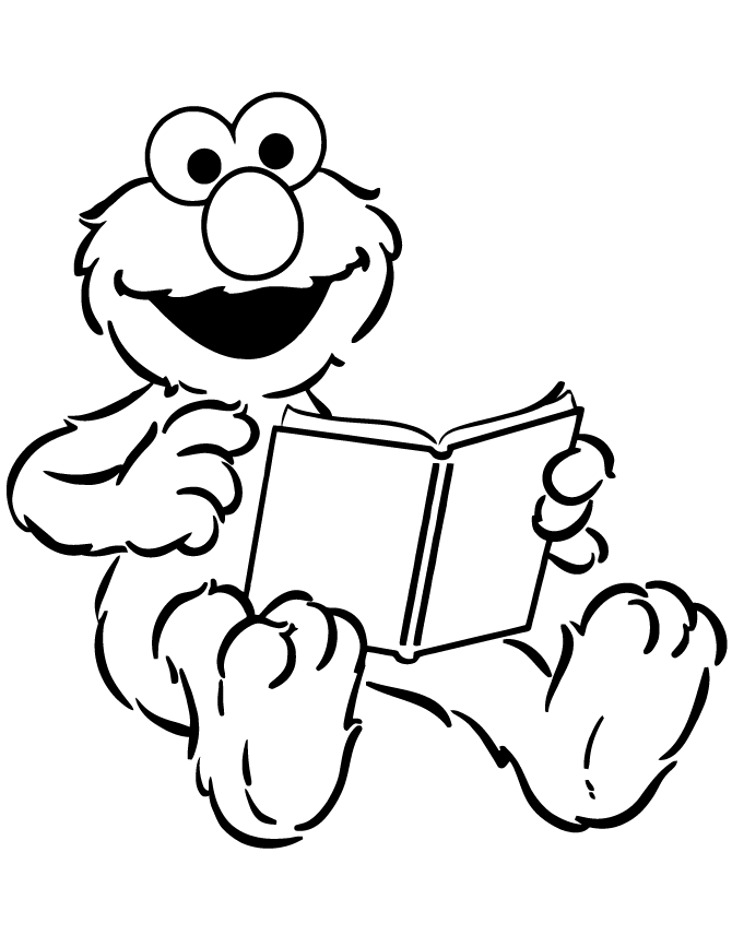 Elmo Reads A Book Coloring Page | Free Printable Coloring Pages
