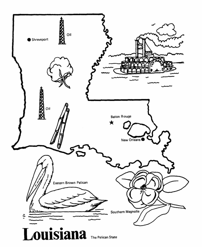 Louisiana State outline Coloring Page | Road trip
