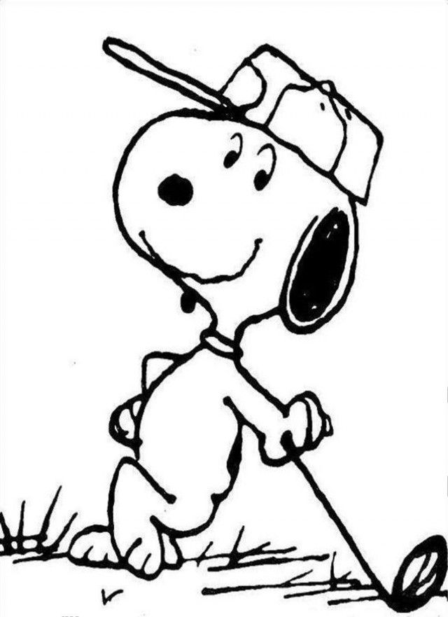 Snoopy Golf Master Coloring Page Coloringplus 152739 Snoopy 