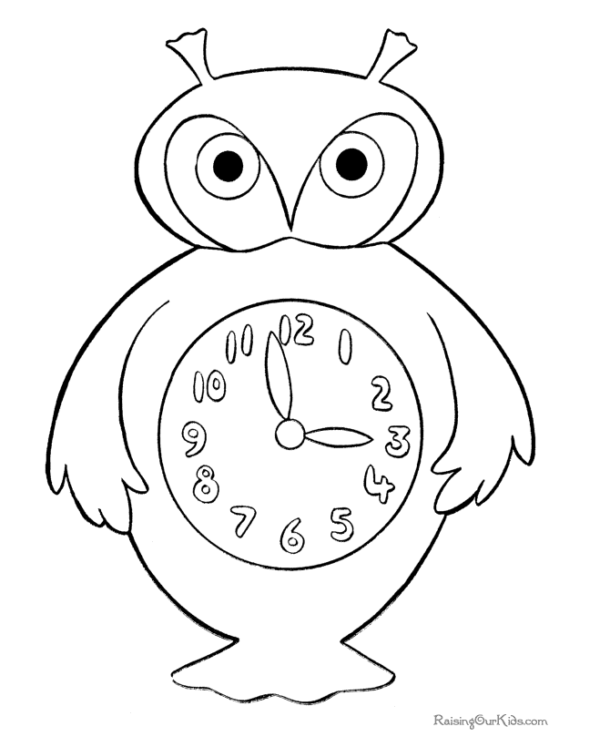 Preschool Coloring Pages Clock | Free Printable Coloring Pages
