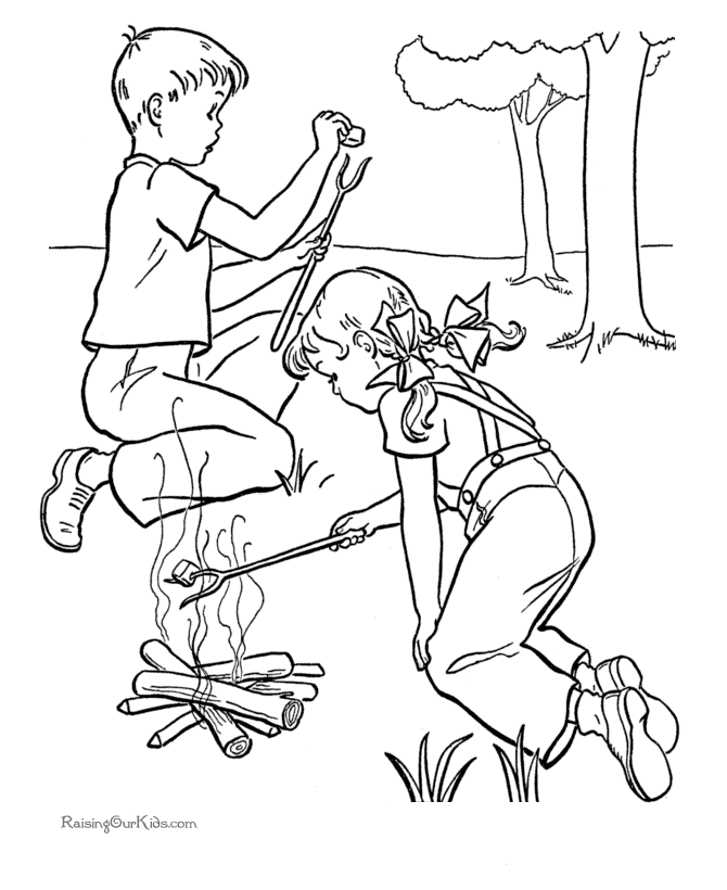 at camp Colouring Pages