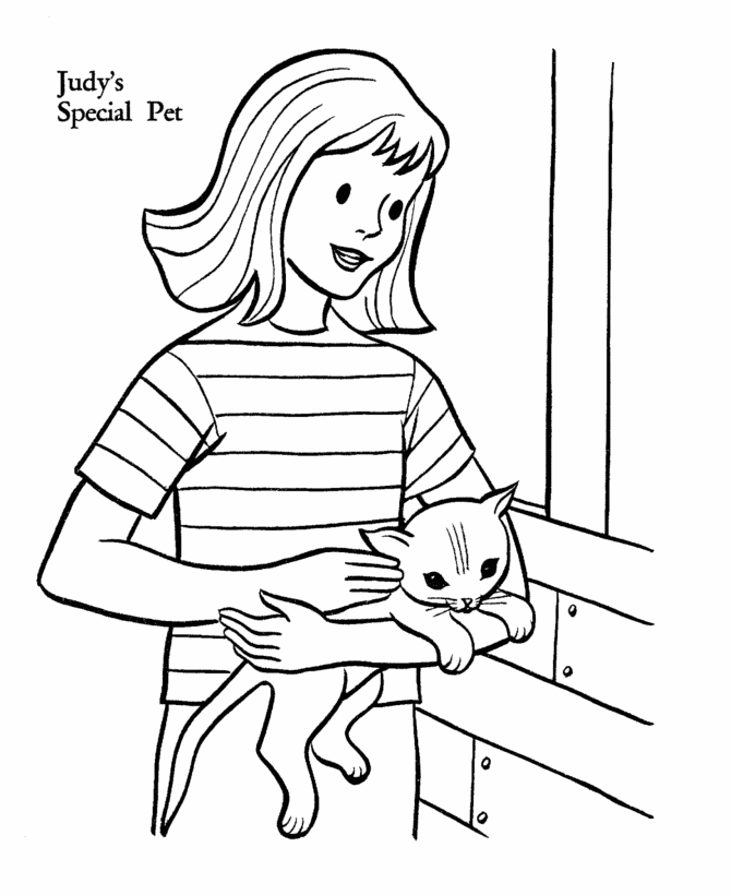 Pet Cat Coloring Pages | Girl's special pet cat Coloring Pages and 