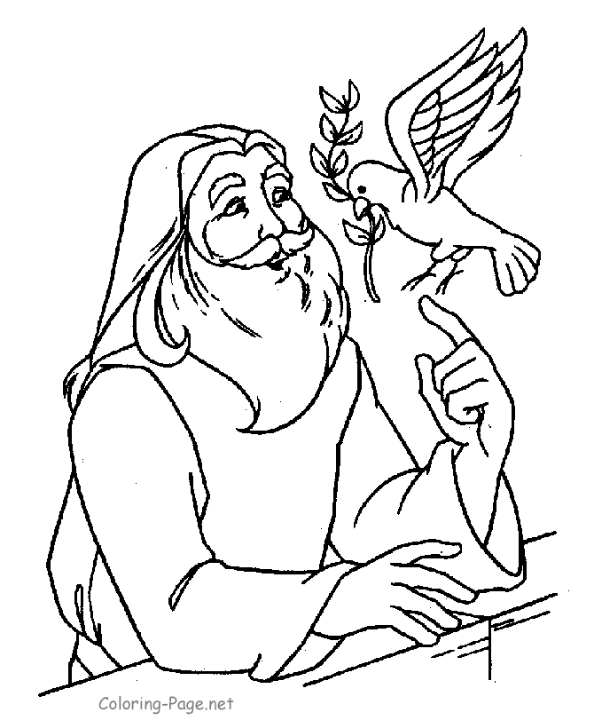 Bible Coloring Page - Noah and Dove
