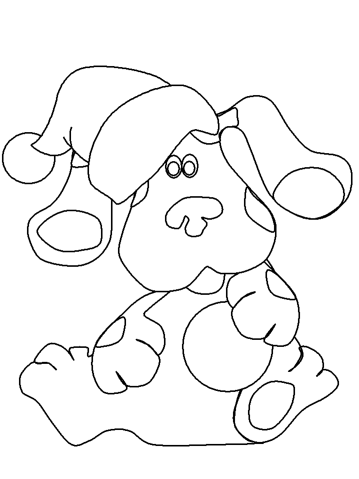 Puppy with Santa Claus hat coloring page
