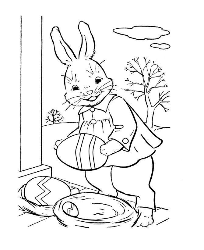 Easter Egg Coloring Pages | BlueBonkers - Easter bunny gathering 