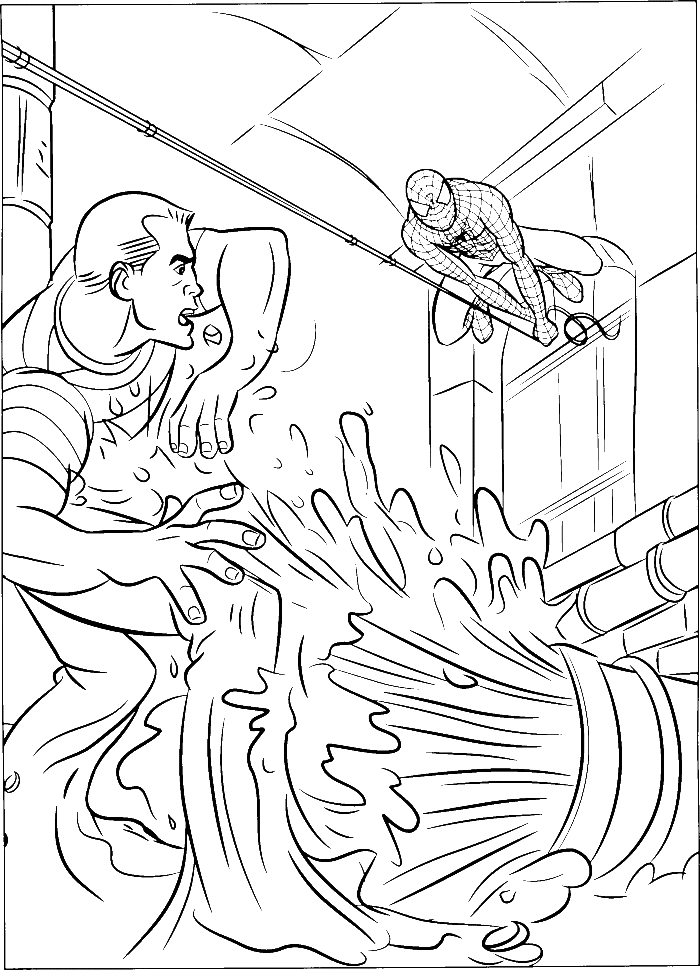Spiderman Battle With Sandman Coloring Pages - Spiderman Cartoon 