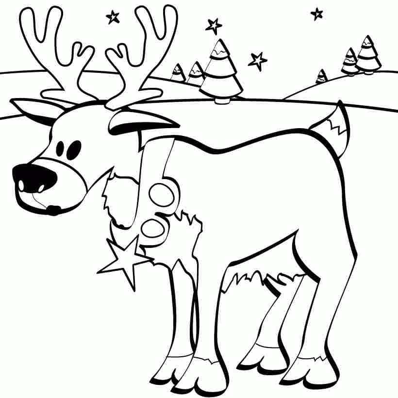 Free Colouring Sheets Christmas Santa Deer For Little Kids 4500#