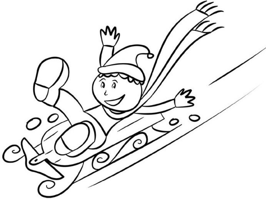 Download Kids Coloring Pages Winter Sledding | Laptopezine.