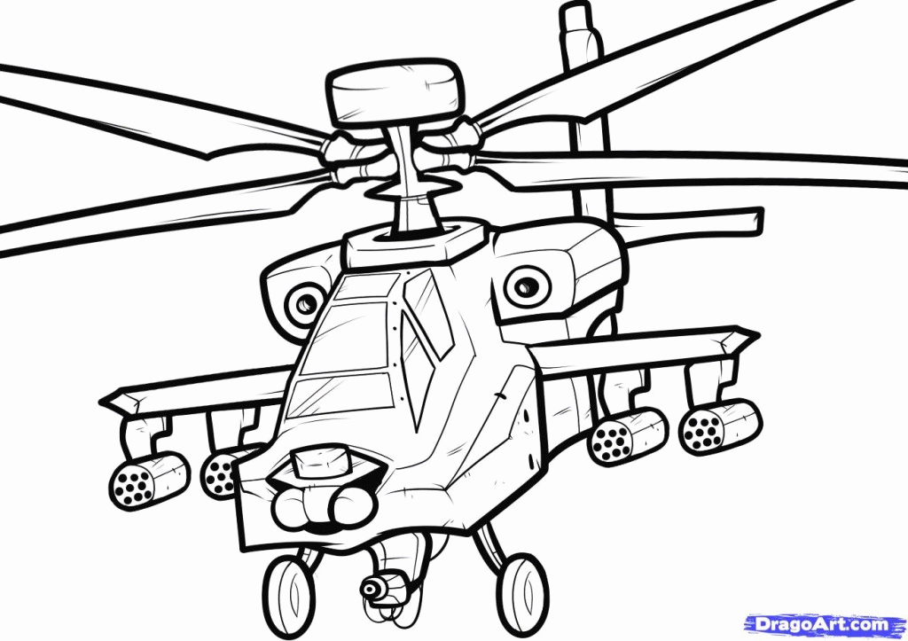 Easy How To Draw An Apache Apache Helicopter Step | Laptopezine. - Coloring  Home